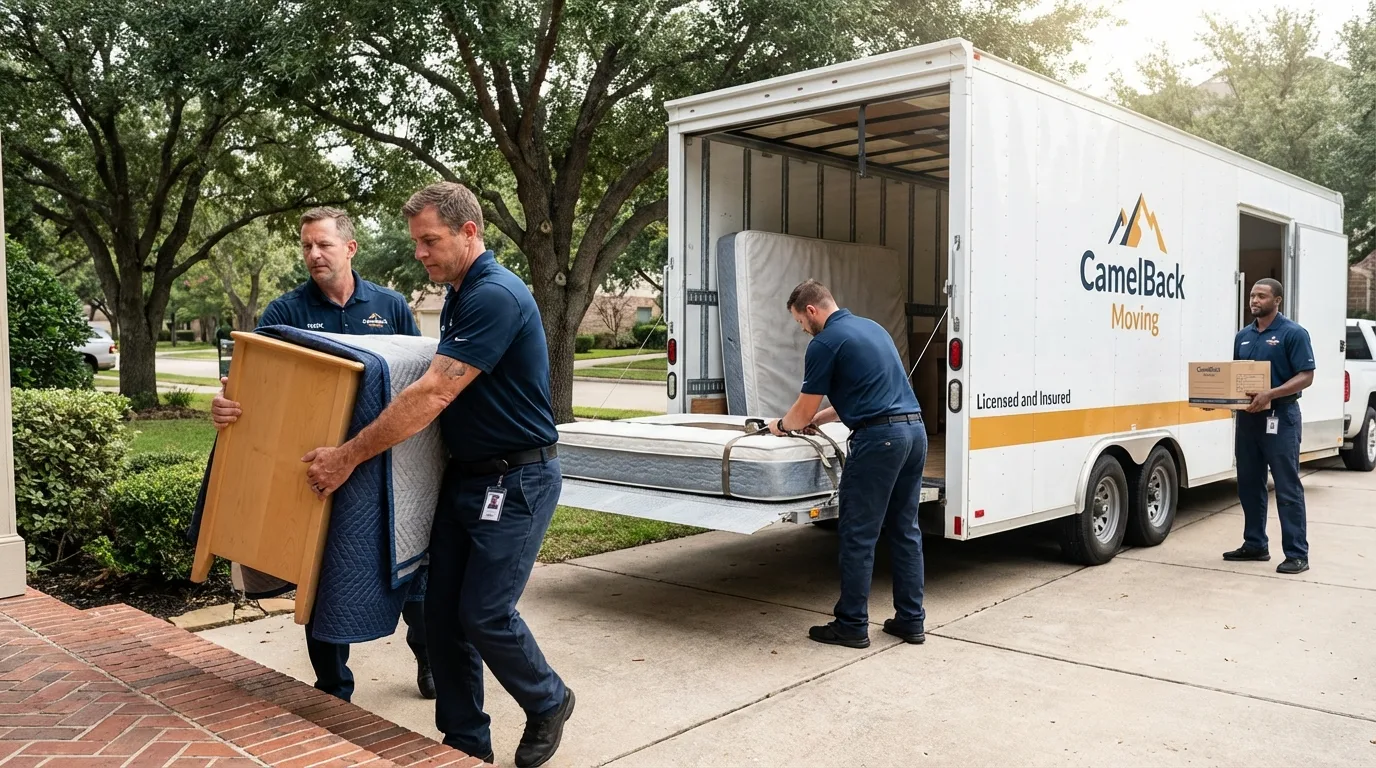 Crew loading residential truck for cross-state move from Union City, MI