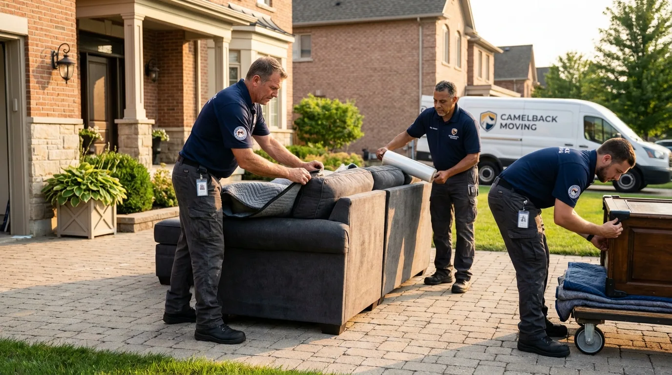 Large estate moving crew wrapping furniture in Union City, MI
